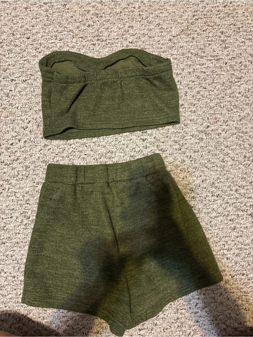 Olive Green Knit High-Waist Women's Shorts set size m